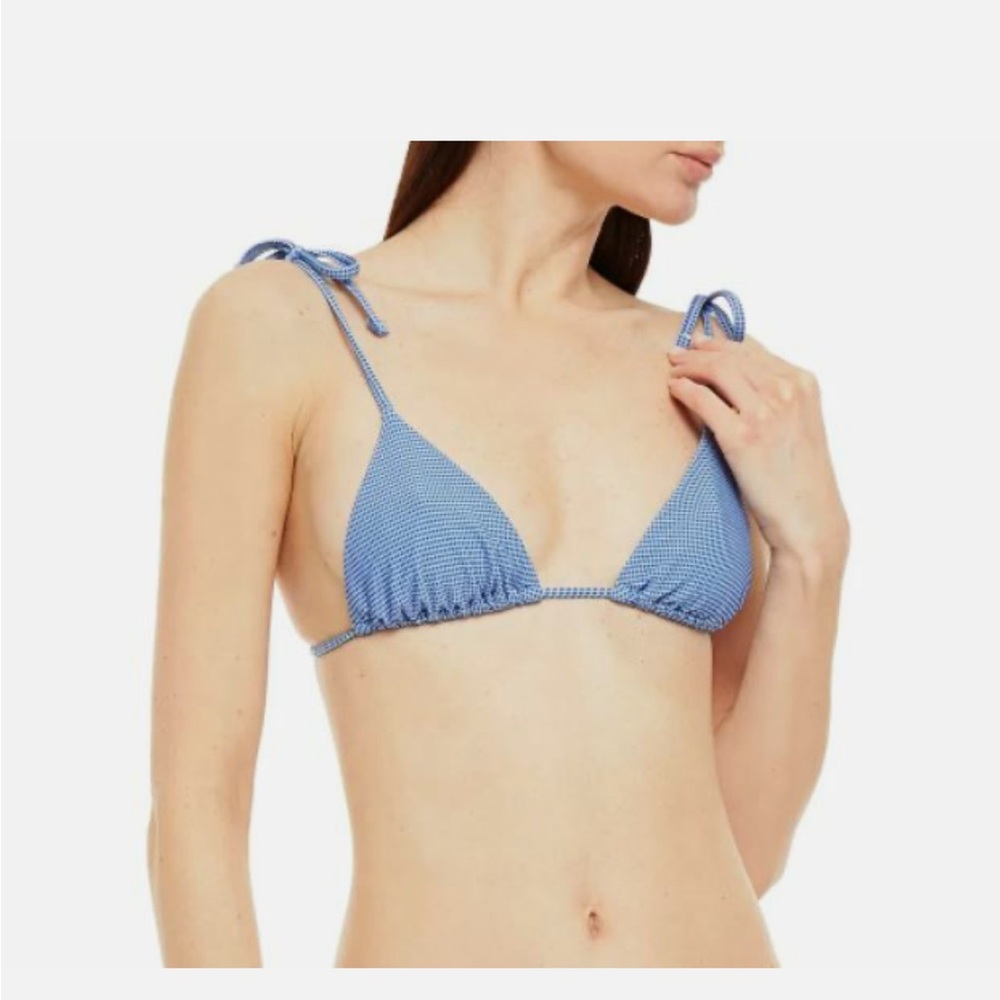 Onia Blue Gingham textured Bikini Set